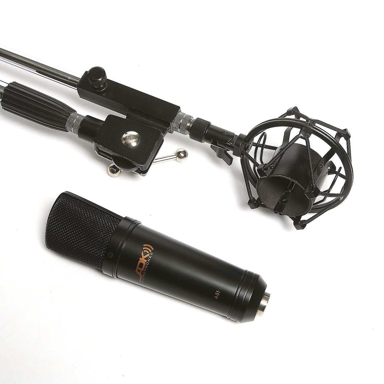 MIKROFON, kondensatortyp, A-51, ADK, samt MIKROFONSTATIV och HÅLLARE.