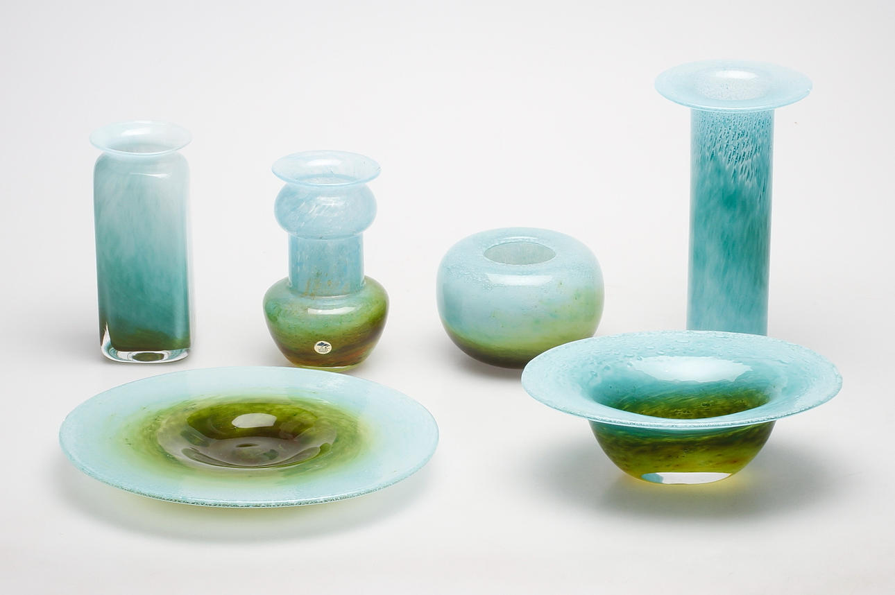 GLASFÖREMÅL, 6 delar, Ekenäs.