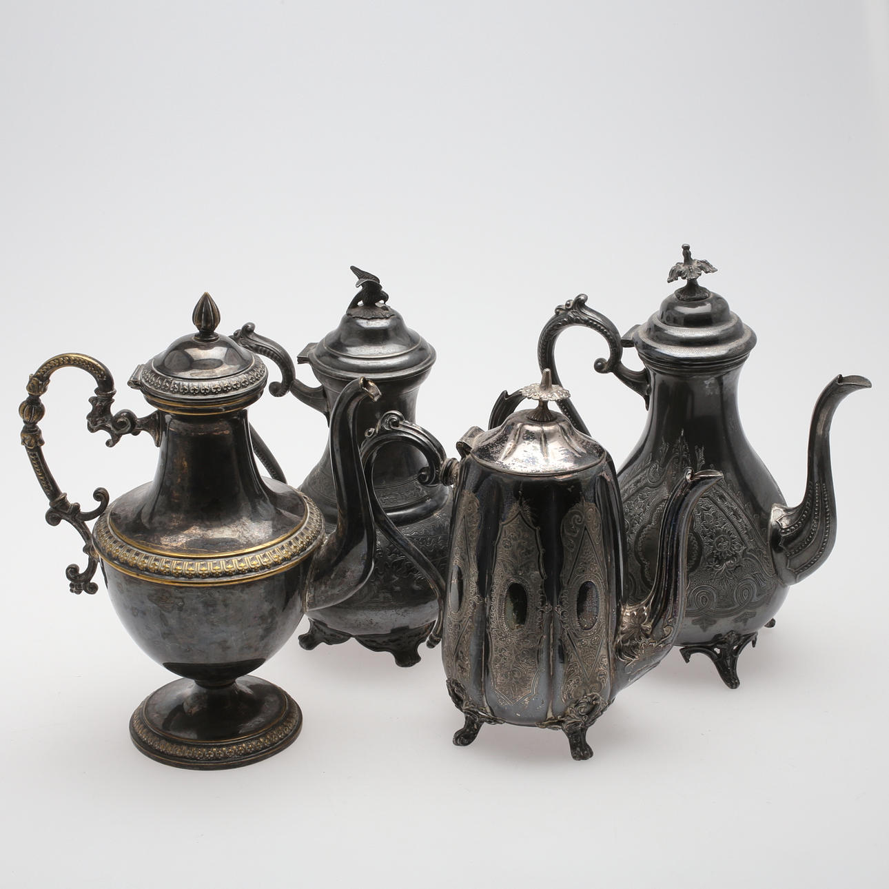 KANNOR, 10 st, nysilver, 18/1900-tal.