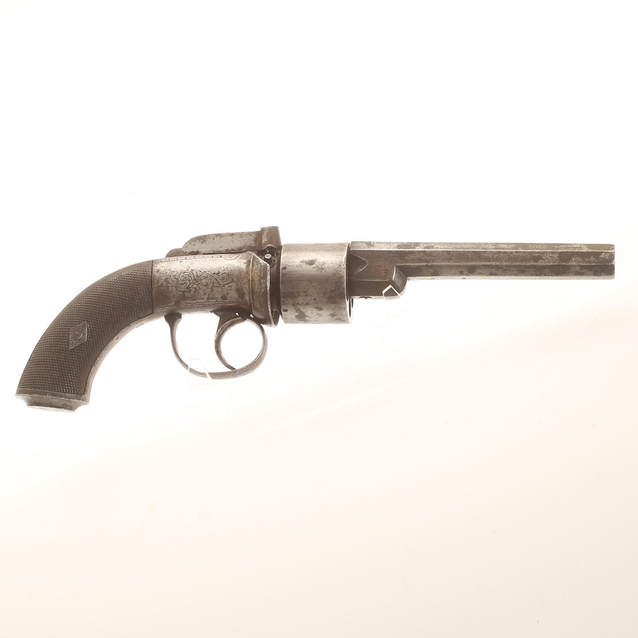 BLOCK LOCK REVOLVER, Transitional model, England, mid 19th century.