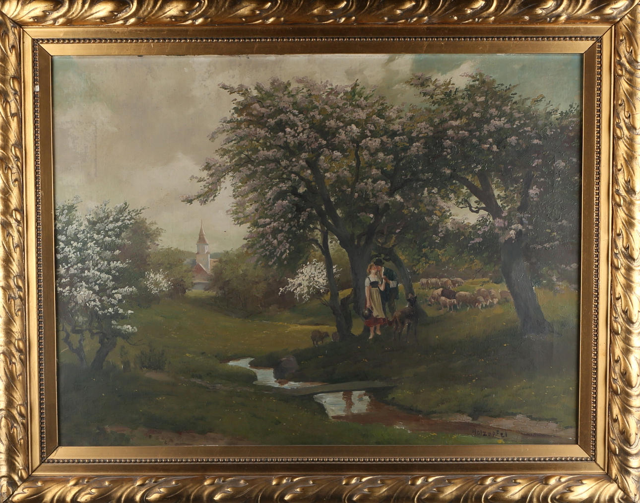 HANS HOLZAPFEL. Sommarlandskap, olja på duk, 1900-tal, signerad Holzapfel.