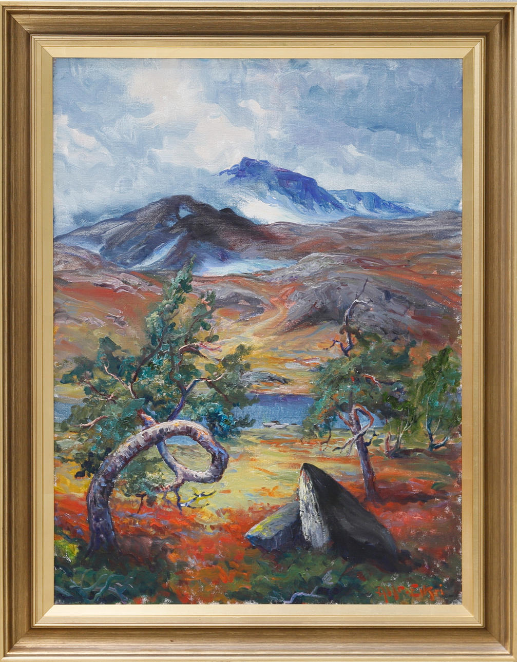 ALFRED EIKRI. Mountain motif, oil on canvas, signed.