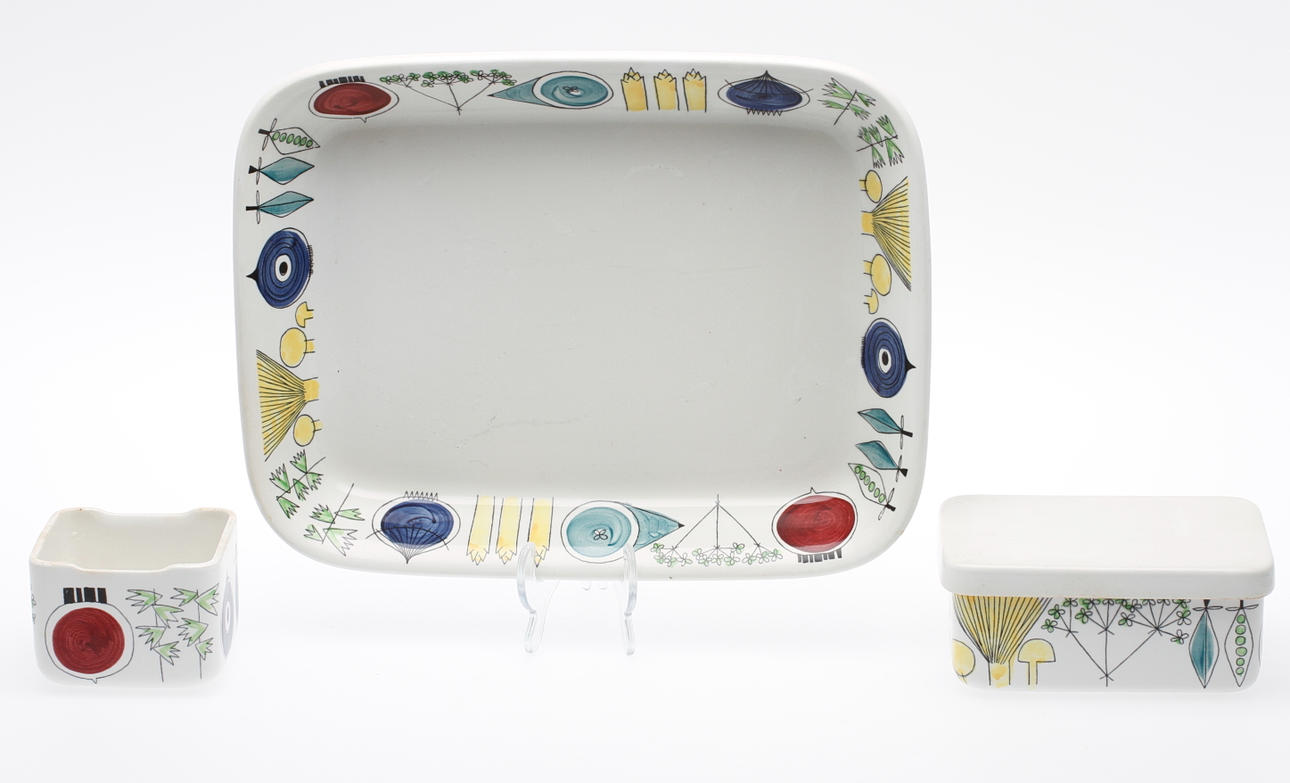 SERVISDELAR, 3 delar, flintgods, "Picknick", Marianne Westman, Rörstrand.