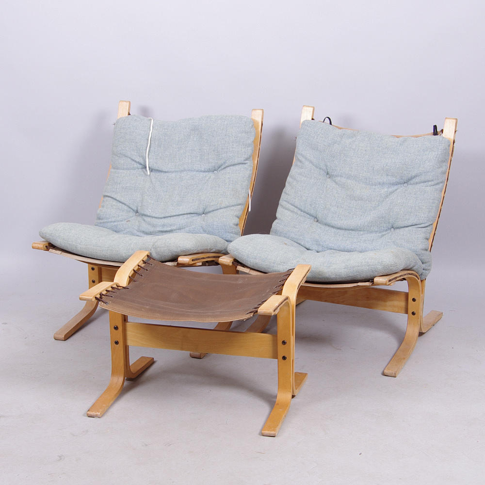 2 FÅTÖLJER SAMT FOTPALL, Ingemar Relling Westnofa.