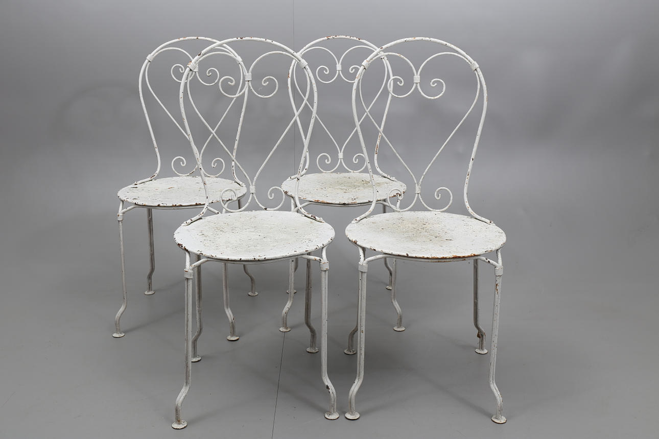 TRÄDGÅRDSSTOLAR, metall, 4 stycken, 1900-tal.