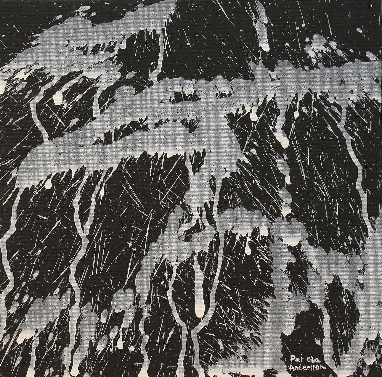 PER OLA ANDERSSON. Komposition. Akryl på duk. Signerad.