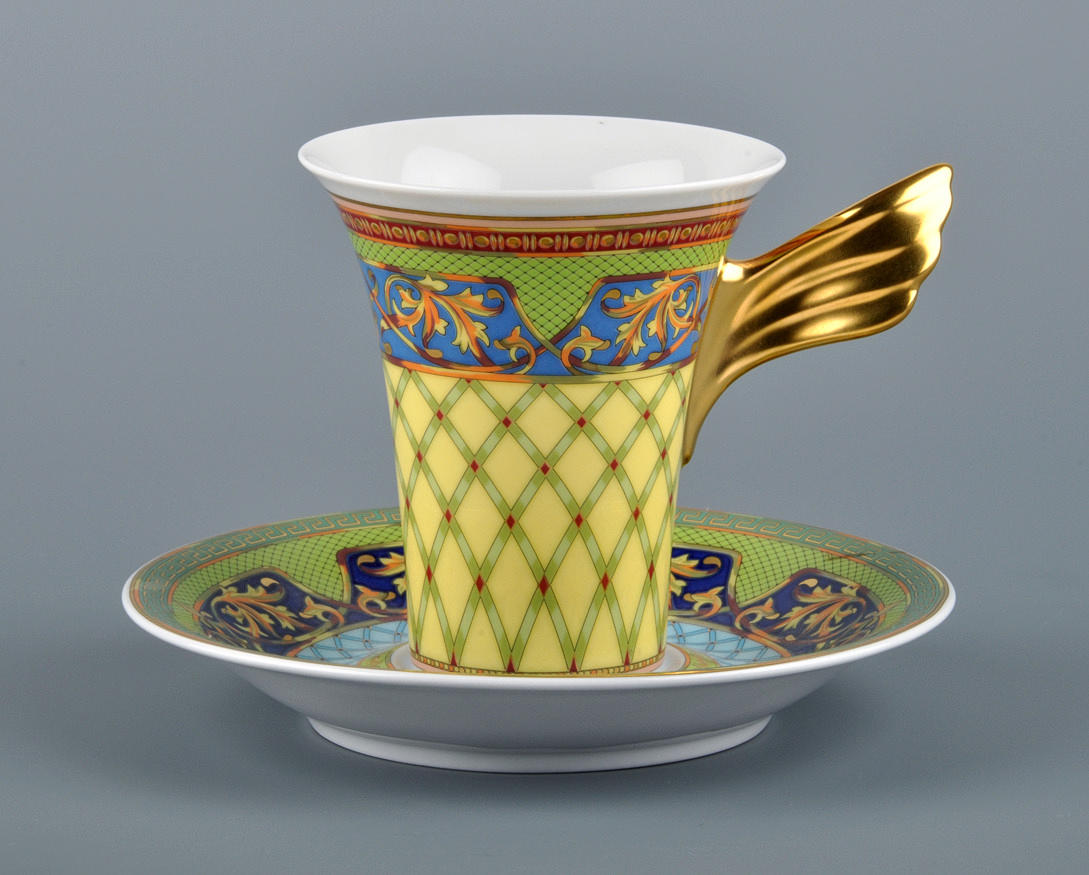ROSENTHAL VERSACE, PAUL WUNDERLICH. Dekorativ mugg, kopp från den ryska drömserien, form Icarus.