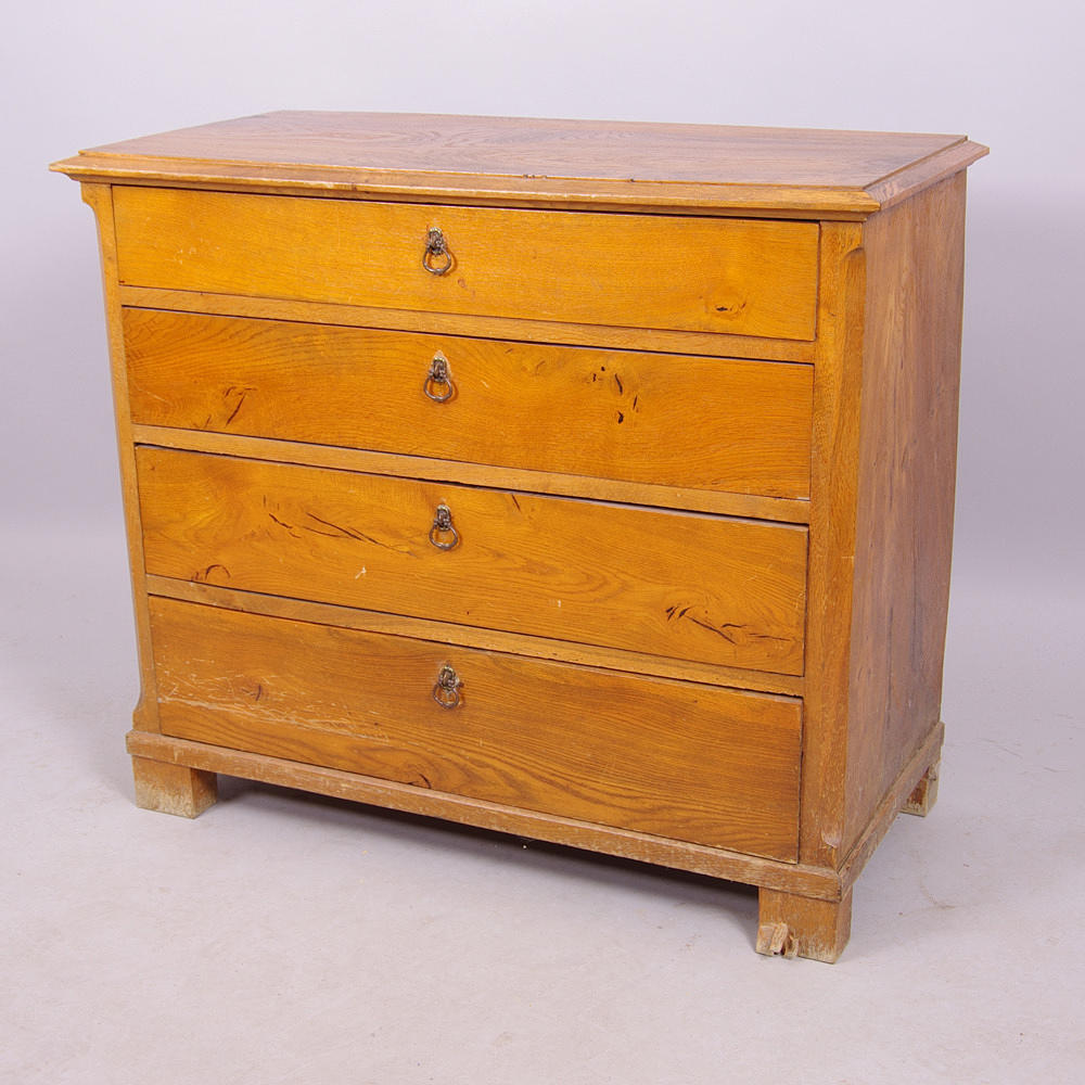 BYRÅ, 4-lådig, topplåda med lådinredning, ek, 1900-talets första hälft.