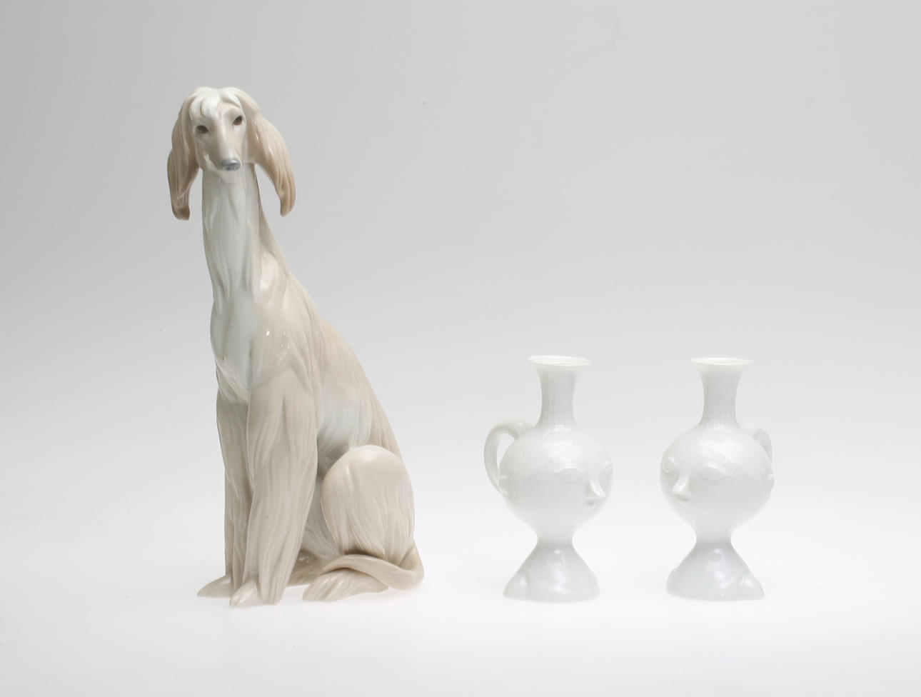 FIGURIN samt KANNOR, 3 st, porslin, Lladro samt Rosenthal, 1900-tal.