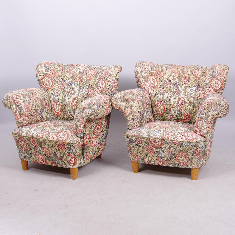 FÅTÖLJER, 1 par, 1930/1940-tal.