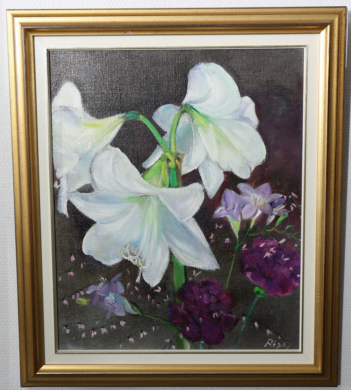 HANS RIPA. Olja på duk, Blomsterstilleben, signerad Ripa.