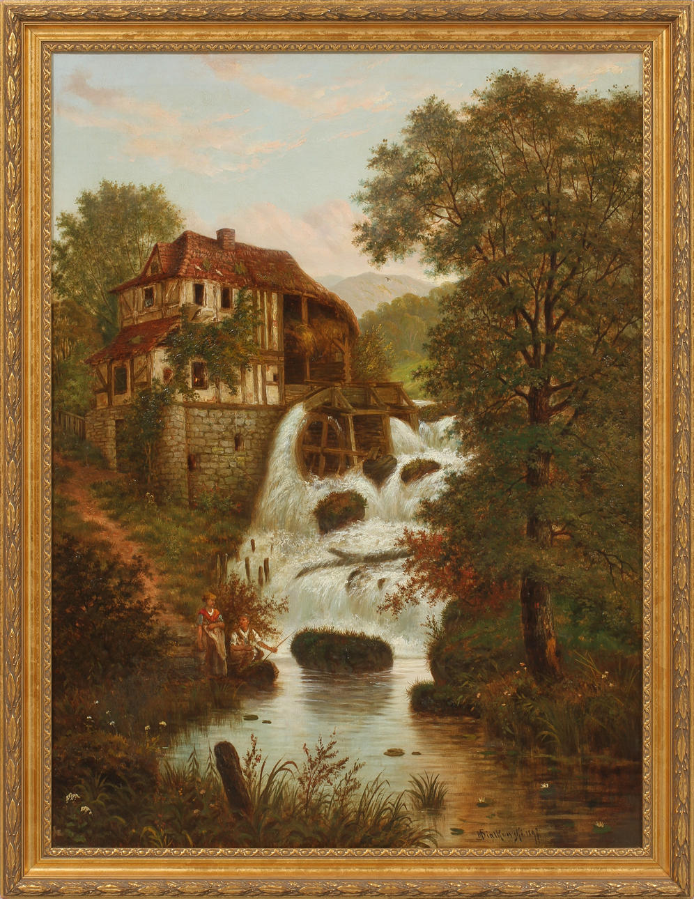 M BIALKAWSKI. Kvarnen vid forsen. Olja på duk, signerad och daterad 1897.