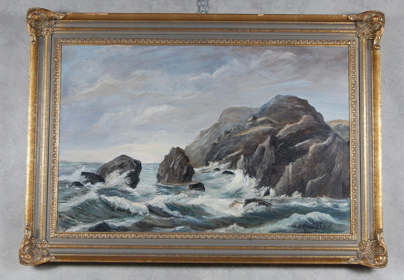 V.O KOMSTAD. Olja på duk, " Kullaberg ".