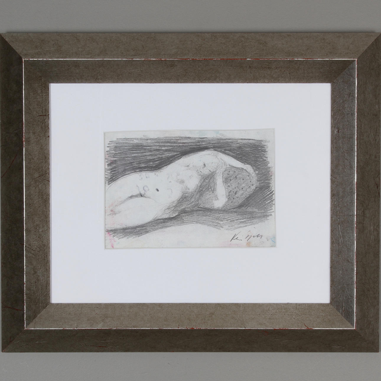 KAI FJELL. Norge. Liggande kvinna, pennteckning, signerad.