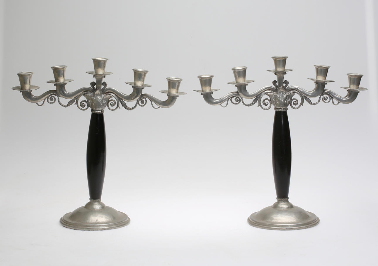 LJUSSTAKAR, 1 par, tenn, tidigt 1900-tal.