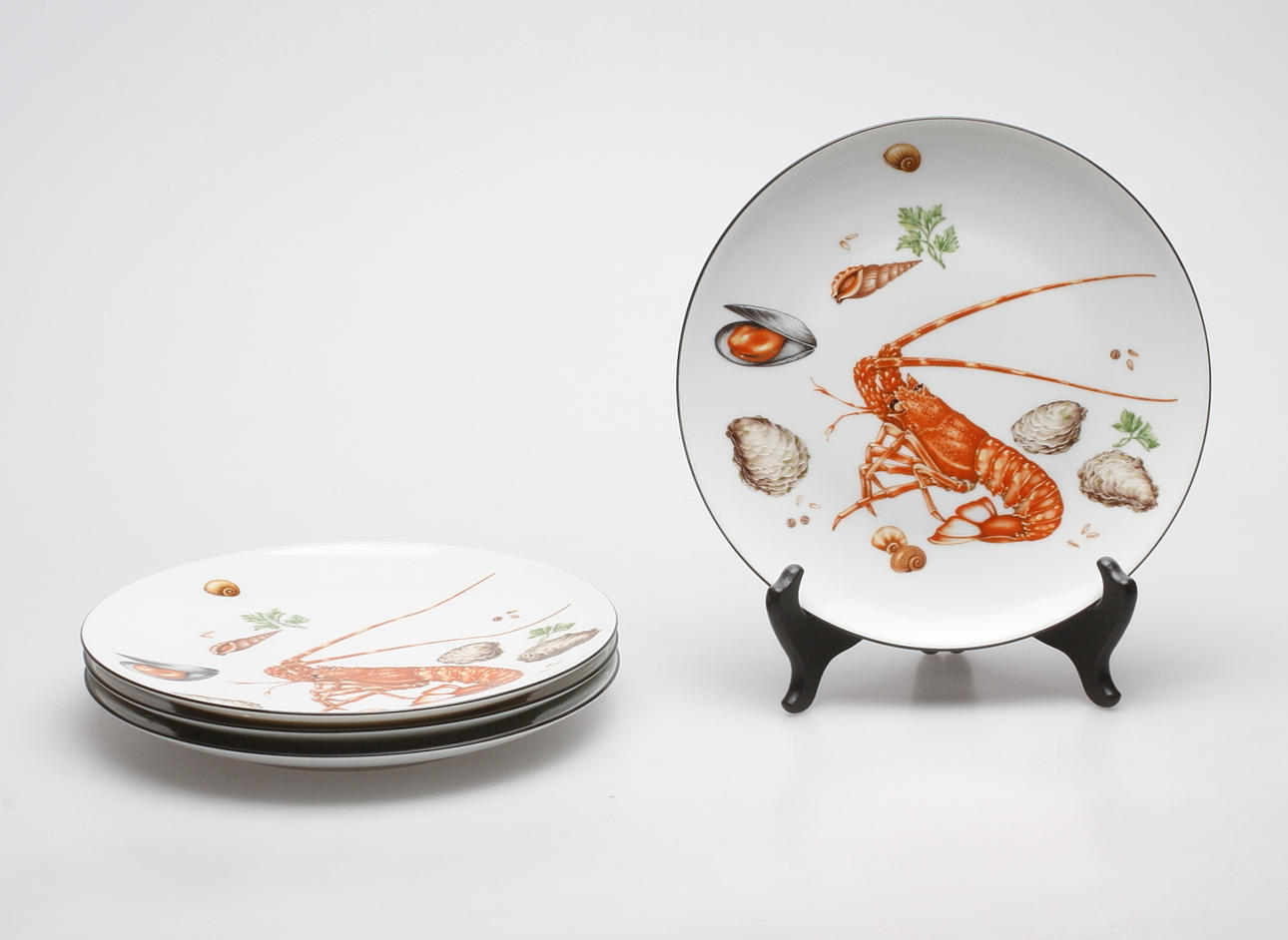 SKALSJURSTALLRIKAR, 4 st, porslin, "Frutti di mare" Ancap, Italien.