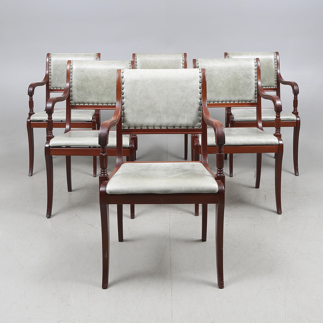 KARMSTOLAR, 6 st, engelsk stil, 1900-tal.