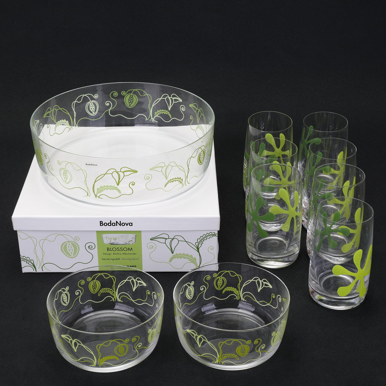 BRUG GLAS, Sæt, 10 dele, Boda Nova.