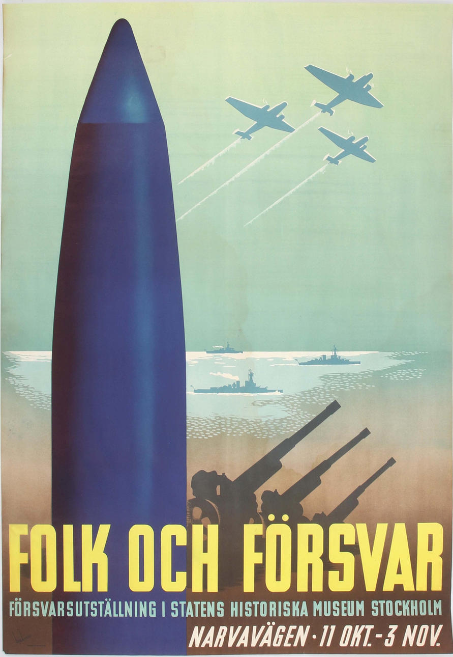 ANDERS BECKMAN. Poster, "People and Defence". 1940.