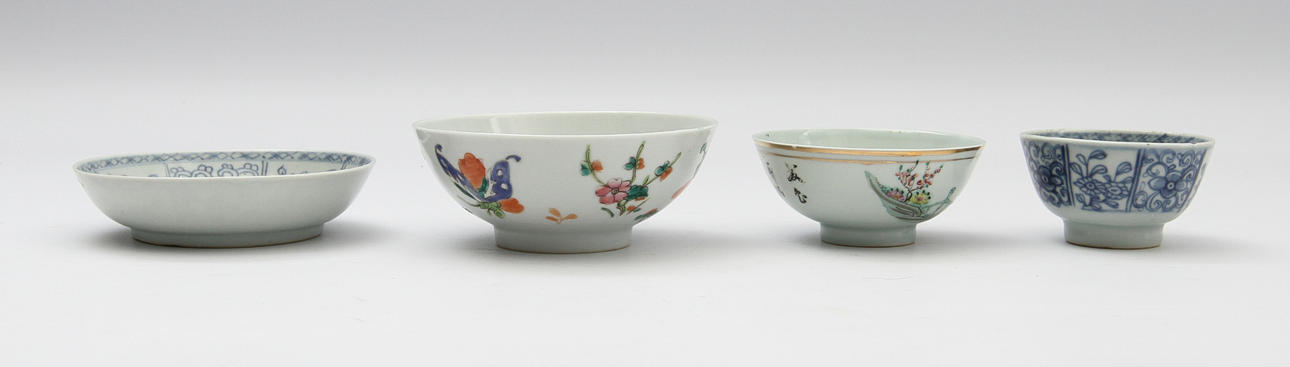 KOPP med FAT samt SKÅLAR 2 st, porslin, Kina, 1700-tal resp 1800/1900-tal.