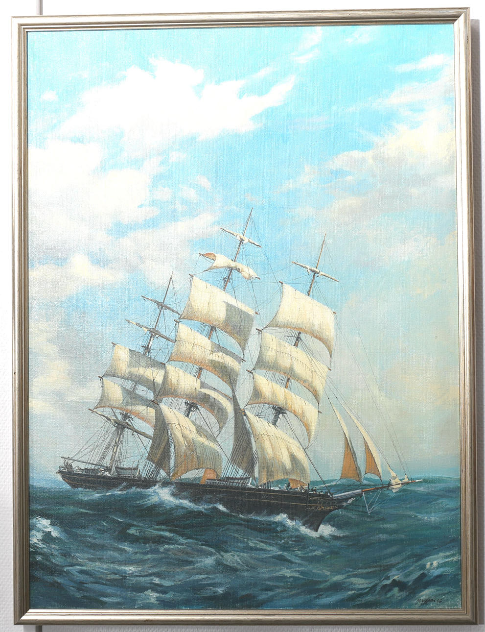 MAGNUS KROOK. Olja på duk, Segelfartyg, signerad, daterad -06.
