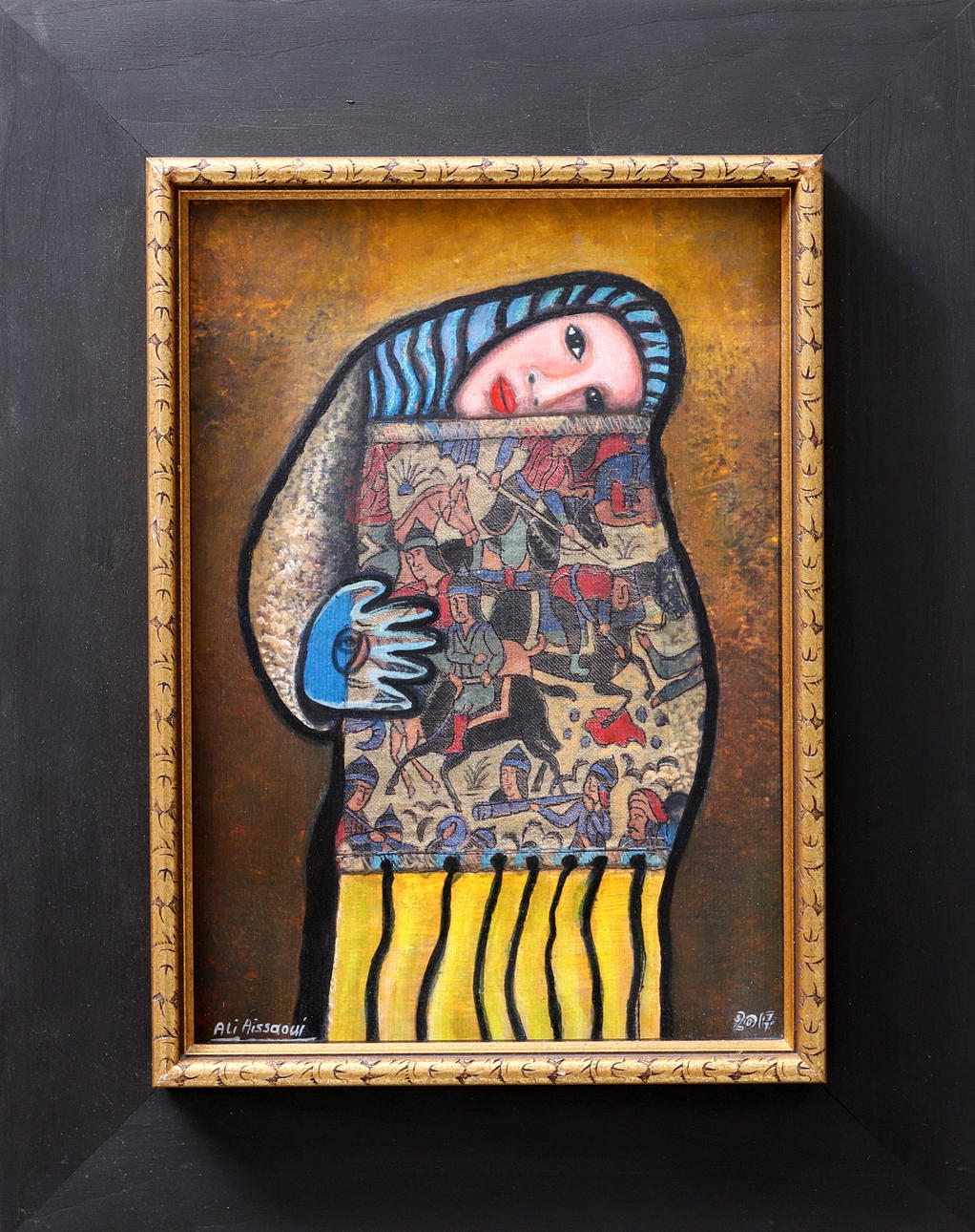 ALI AISSAOUI. Female figure, mixed media, signed and dated 2017.