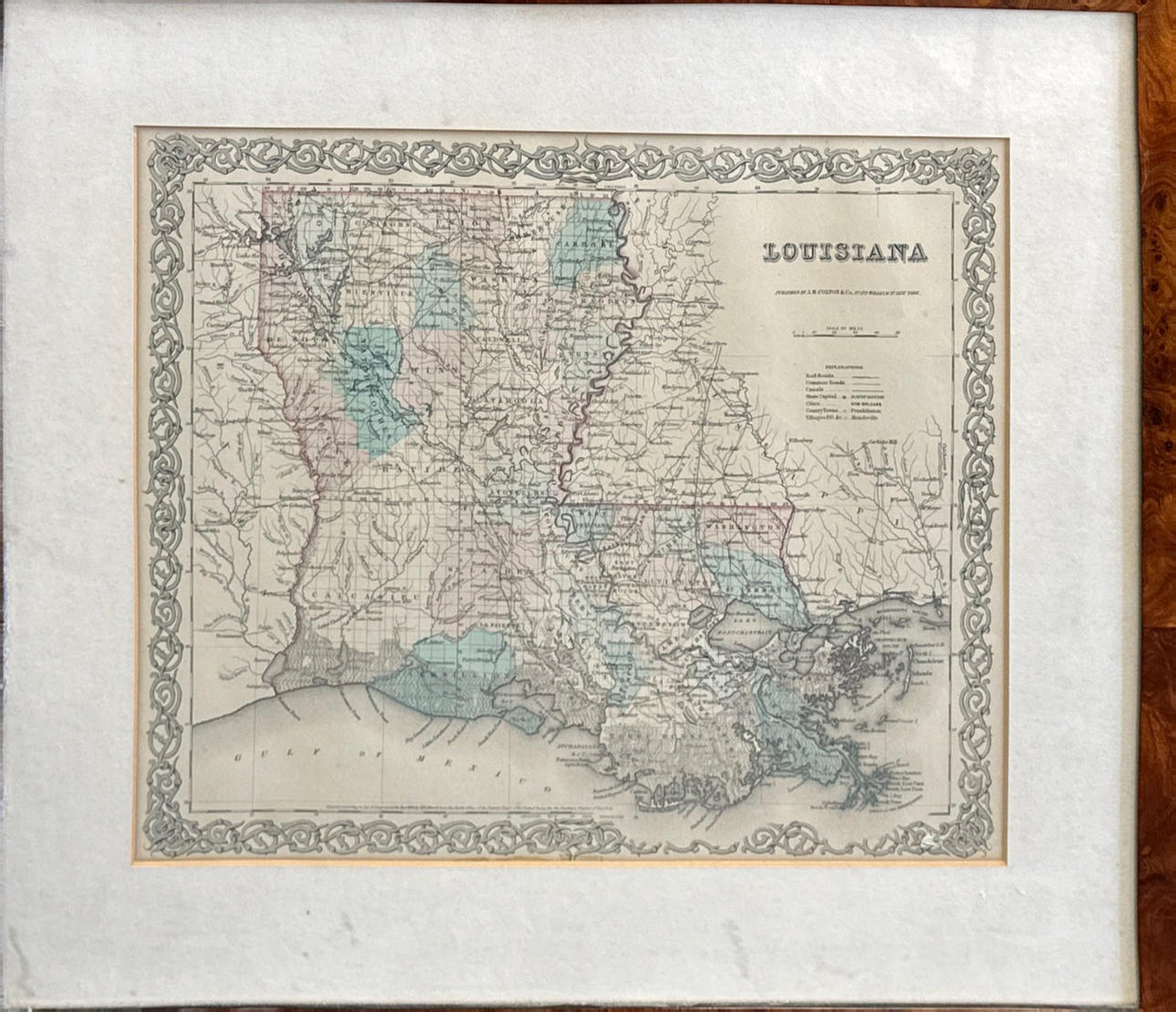 1855 KARTA ÖVER LOUISIANA.
