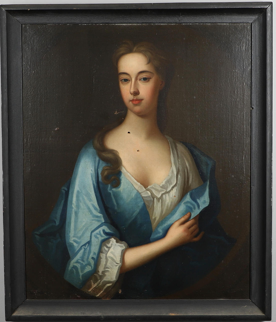 CIRCLE OF MICHAEL DAHL (1659-1743). PORTRAIT OF JUDITH FOUNTAYNE, DAUGHTER OF THOMAS FOUNTAYNE OF MELTON, YORK, LATER MRS THOMAS SHERLOCK.