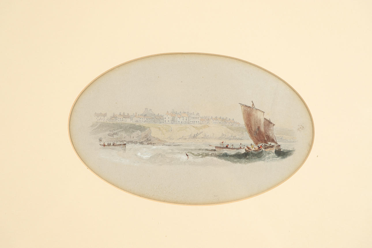 JOHN WILSON CARMICHAEL (1800-1868). CULLERCOATS, WITH VESSELS OFFSHORE.