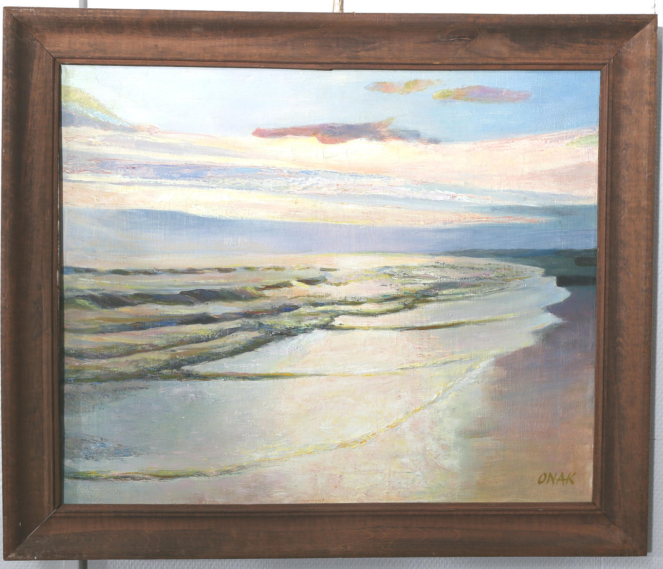 KRYSTYNA ONAK. Olja på duk, Strandremsa, signerad Onak, 1900-tal.