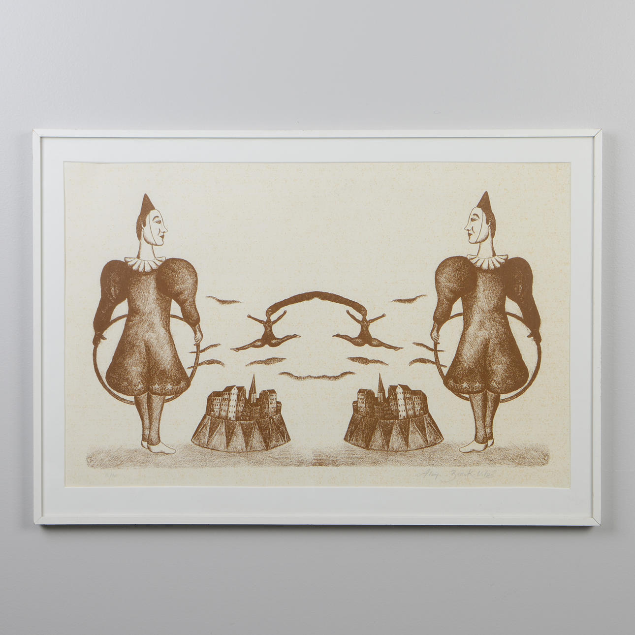 ALAIN BERCK-VITZ. Harlequin motif, lithograph, signed and numbered.