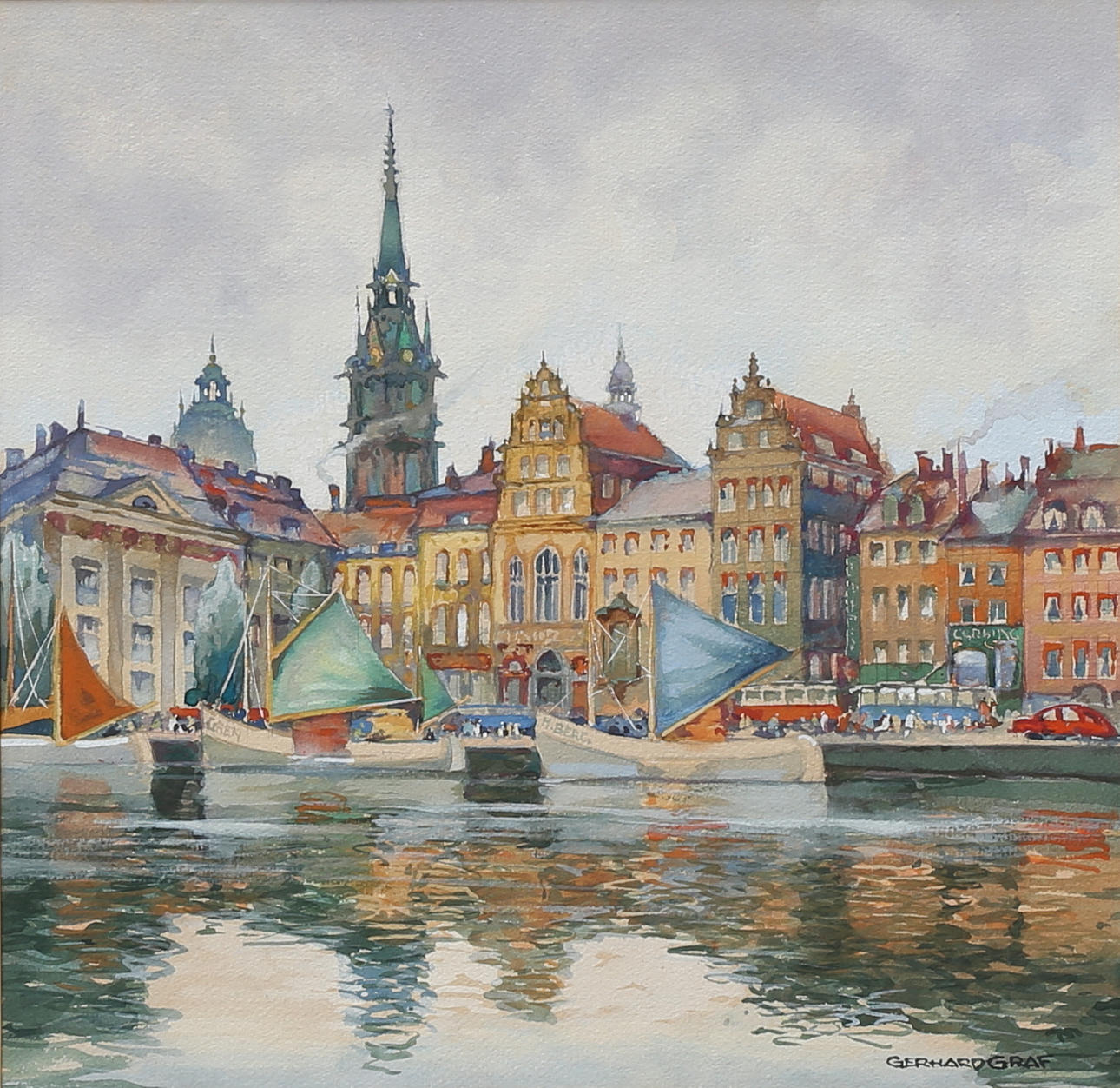 GERHARD GRAF (TYSKLAND, 1883-1958). Stockholmsmotiv. Akvarell, signerad.