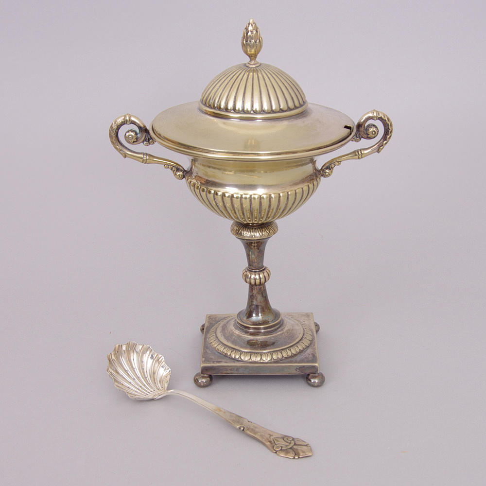 SOCKERSKÅL MED STRÖARE, nysilver.