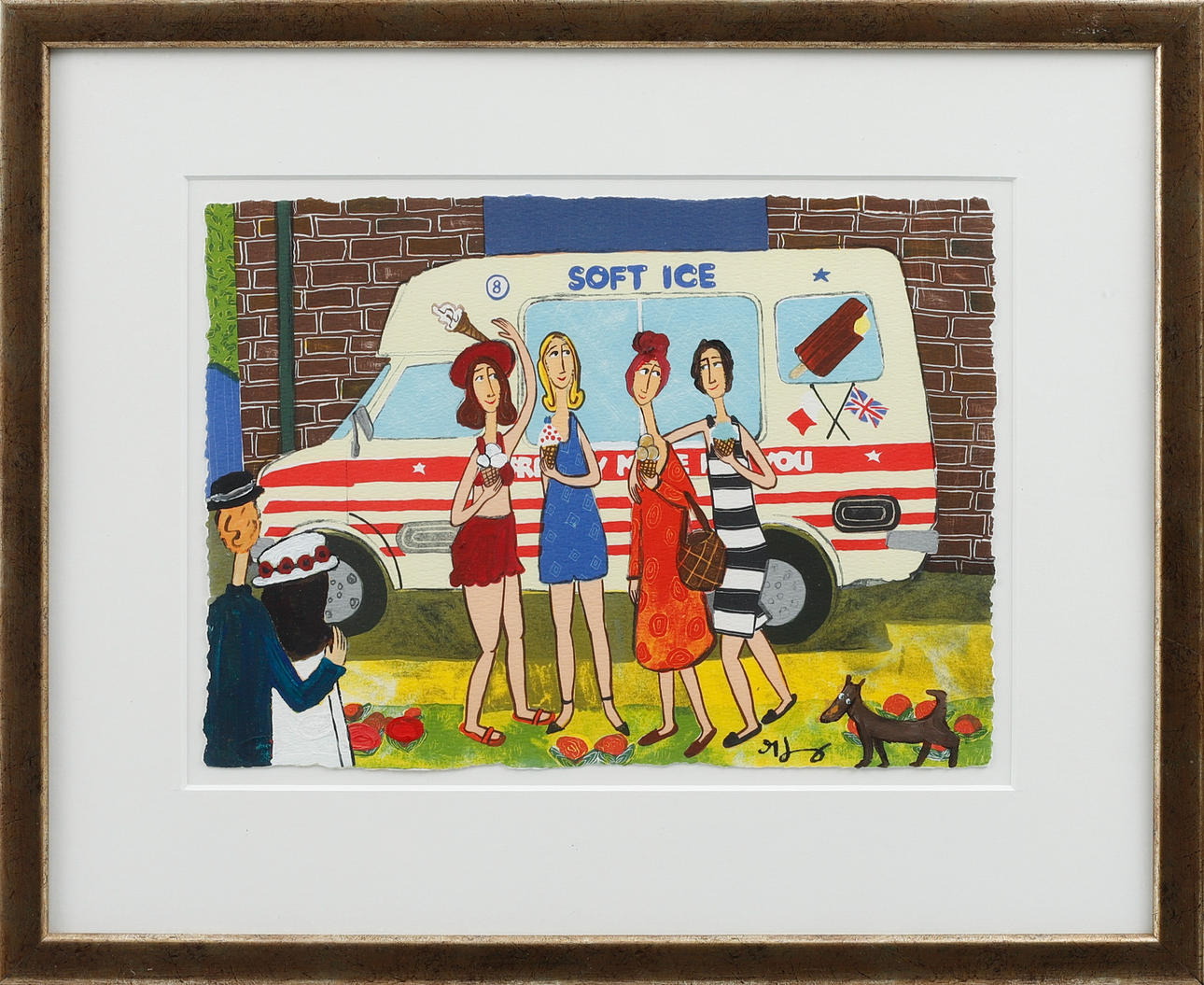 MARIKA LANG. Color lithography/mixed media, signed.