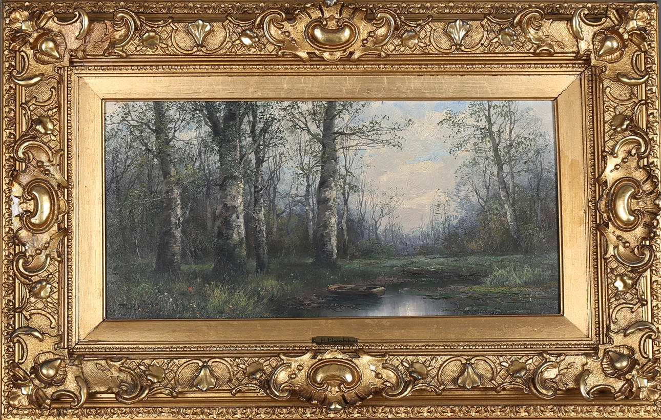 OIDENTIFIERAD KONSTNÄR. Landskap, olja på duk, signerad H Flycht.