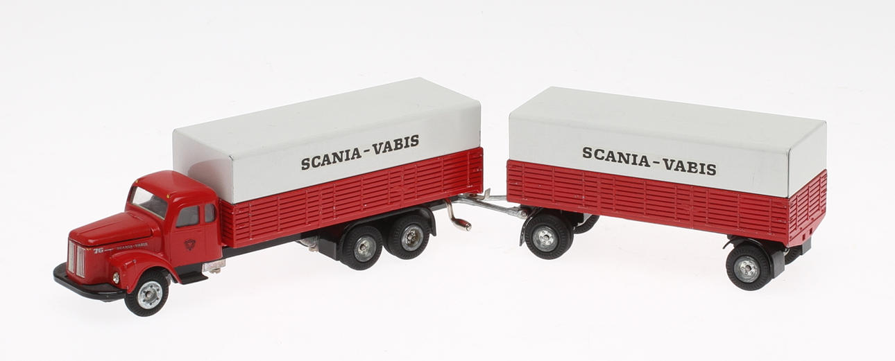 MODELLBIL TEKNO SCANIA VABIS med släp, 451 + 452, Danmark.