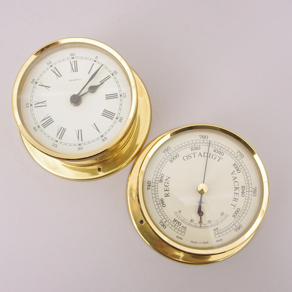 BAROMETER SAMT SKEPPSUR, mässing.