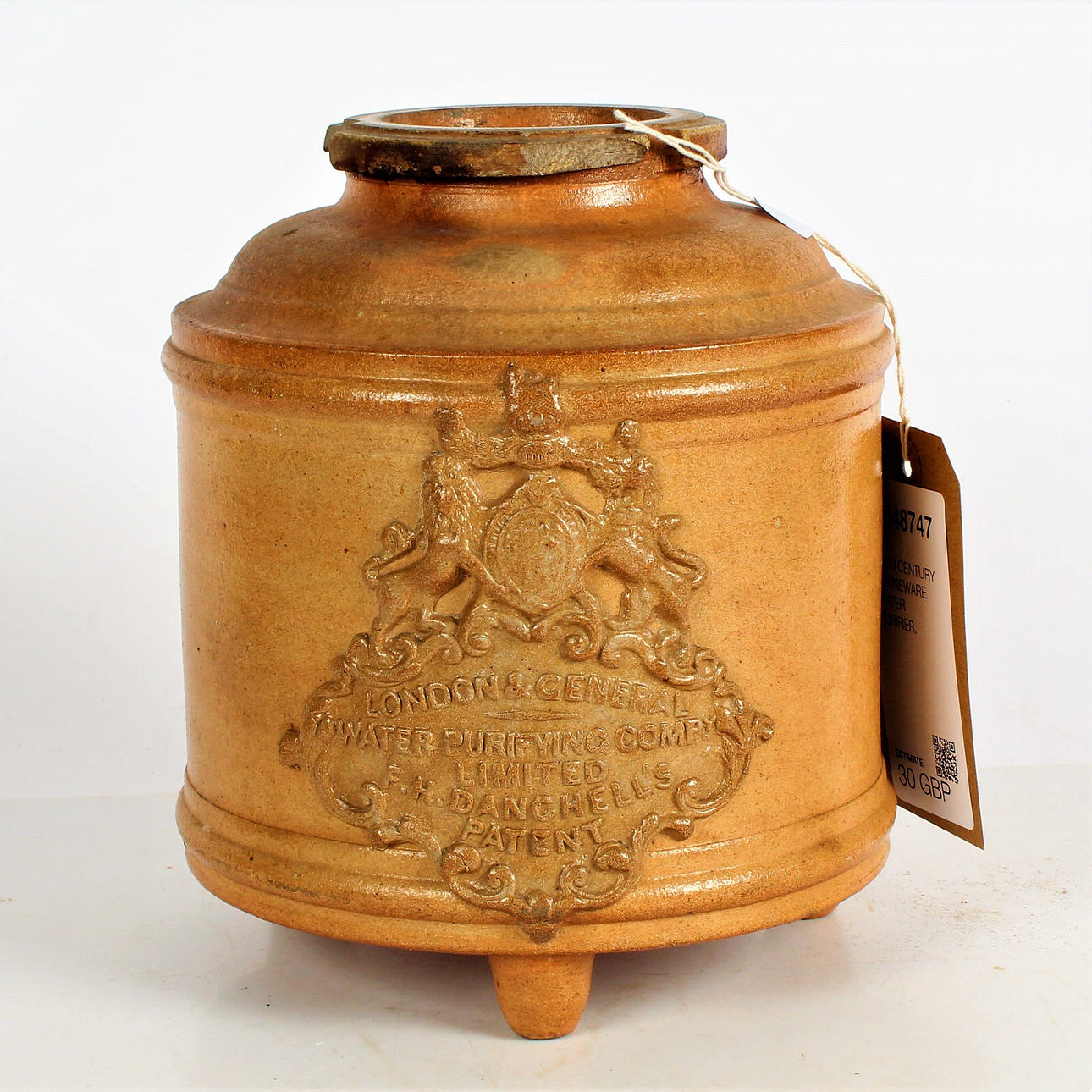 19TH CENTURY STONEWARE WATER PURIFIER.