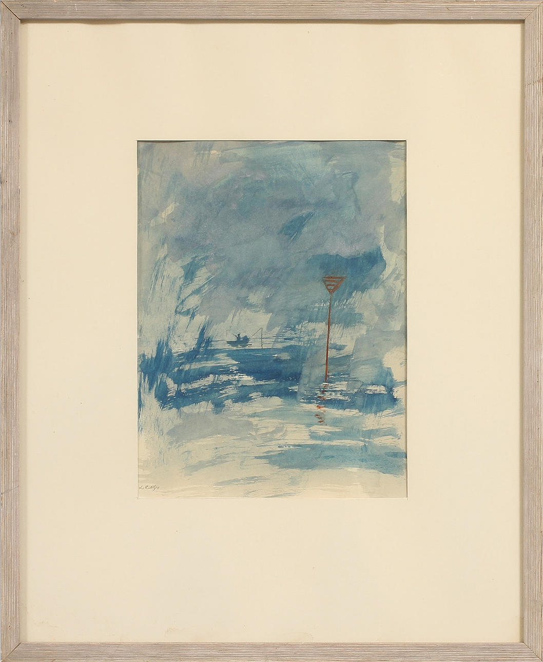 LARS ROLF. Sjömotiv med fiskare, akvarell, signerad och daterad 72.