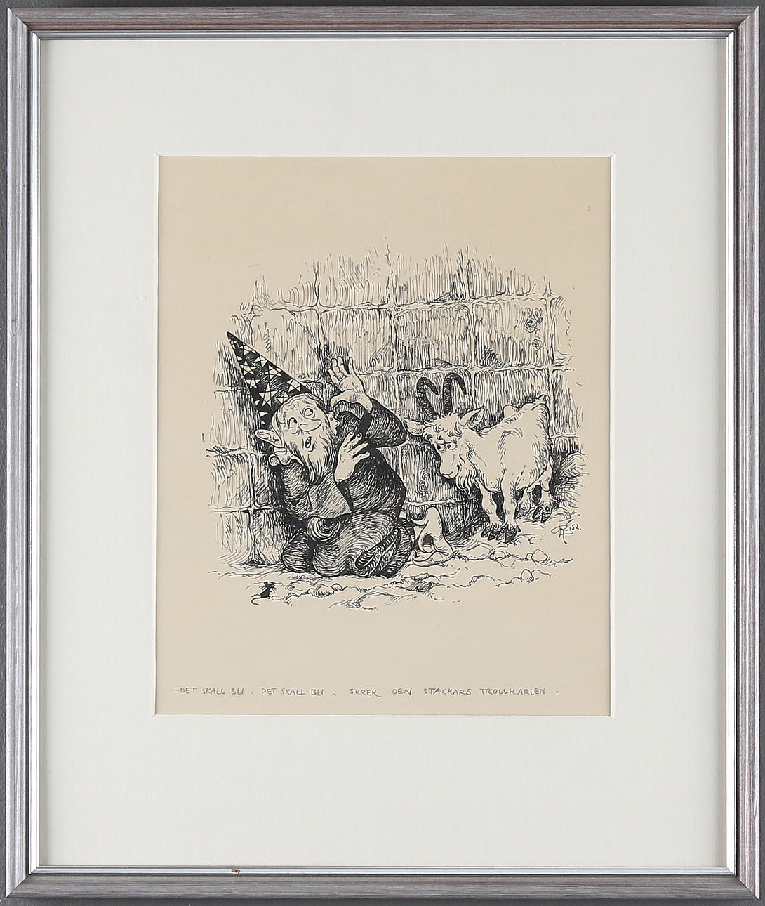 ROLF LIDBERG. Tusch på papper, trollkarl. Monogramsignerad "RL" och daterad -52.