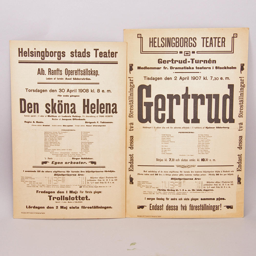 TEATERAFFISCHER, Helsingborgs Teater, 1907 och 1908.