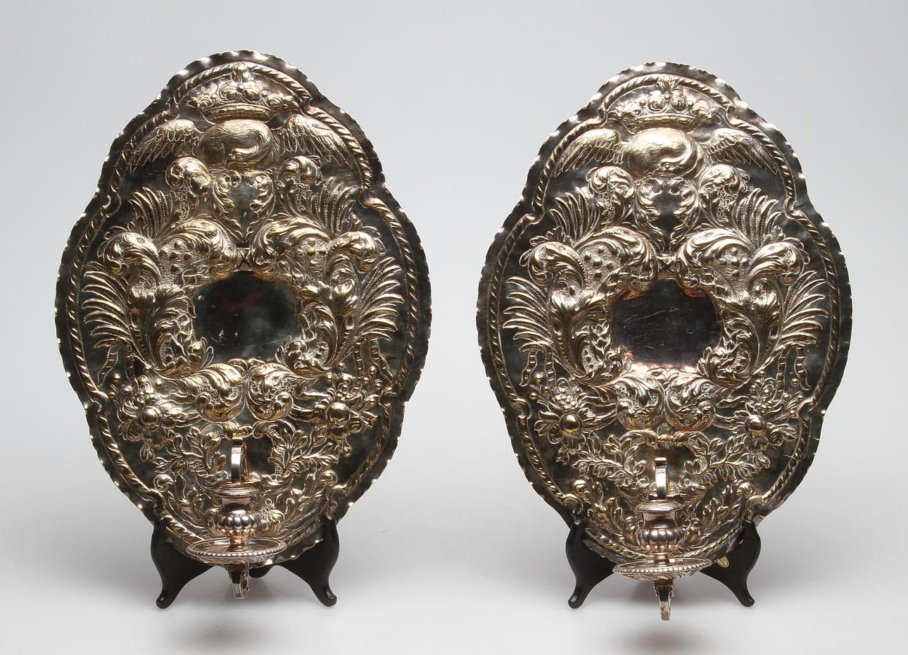 LJUSPLÅTAR, ett par, Shefferfield plated, England, 1700/1800-tal.