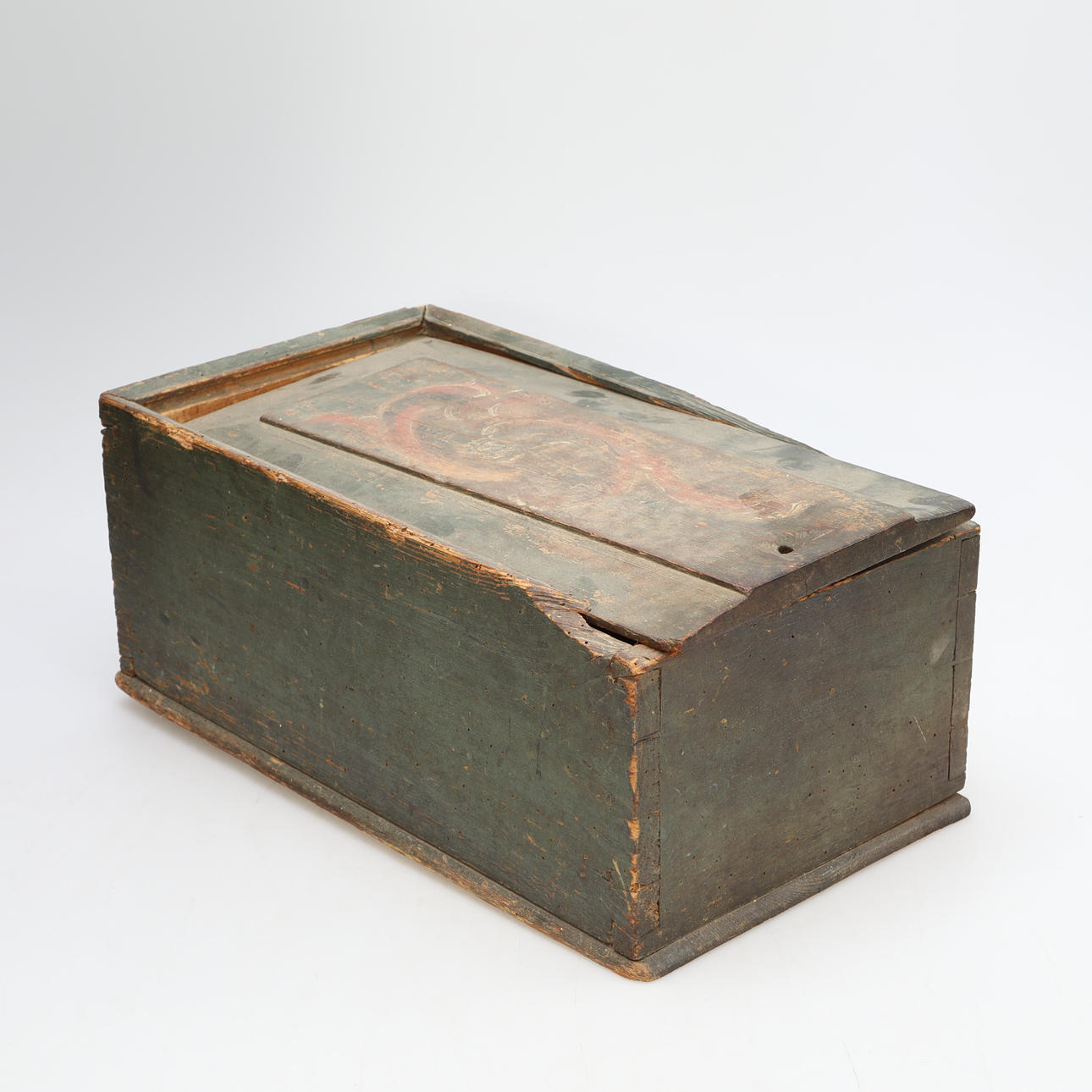 HOUR BOX / BOX, with sliding lid, original painted, 19th century ...