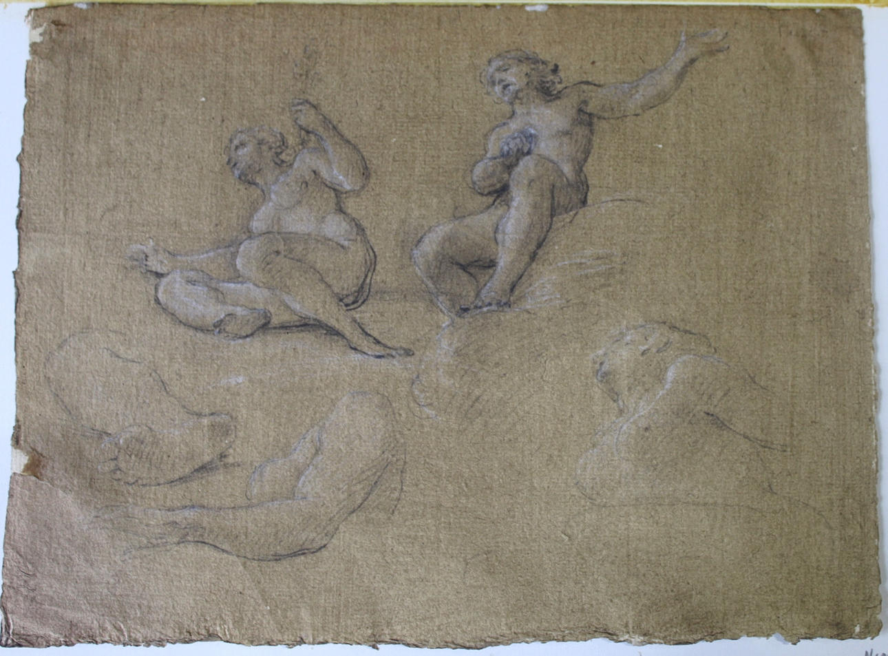 CIRCLE OF POMPEO BATONI (1708-1787). SEATED FIGURES, DI SOTTO IN SU.