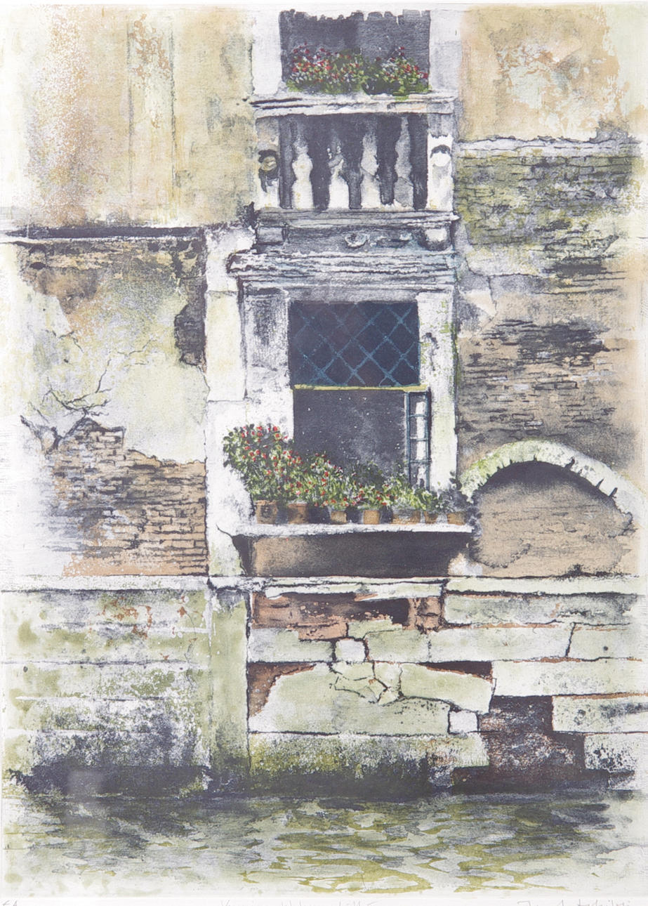 JOSEF SCHIBLI. "Venezianskt husporträtt II", etsningar, signerad.