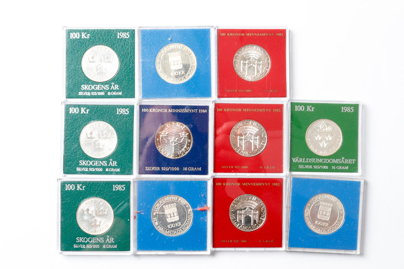 JUBILÆUMSMØNTER, sølv, 11 stk.