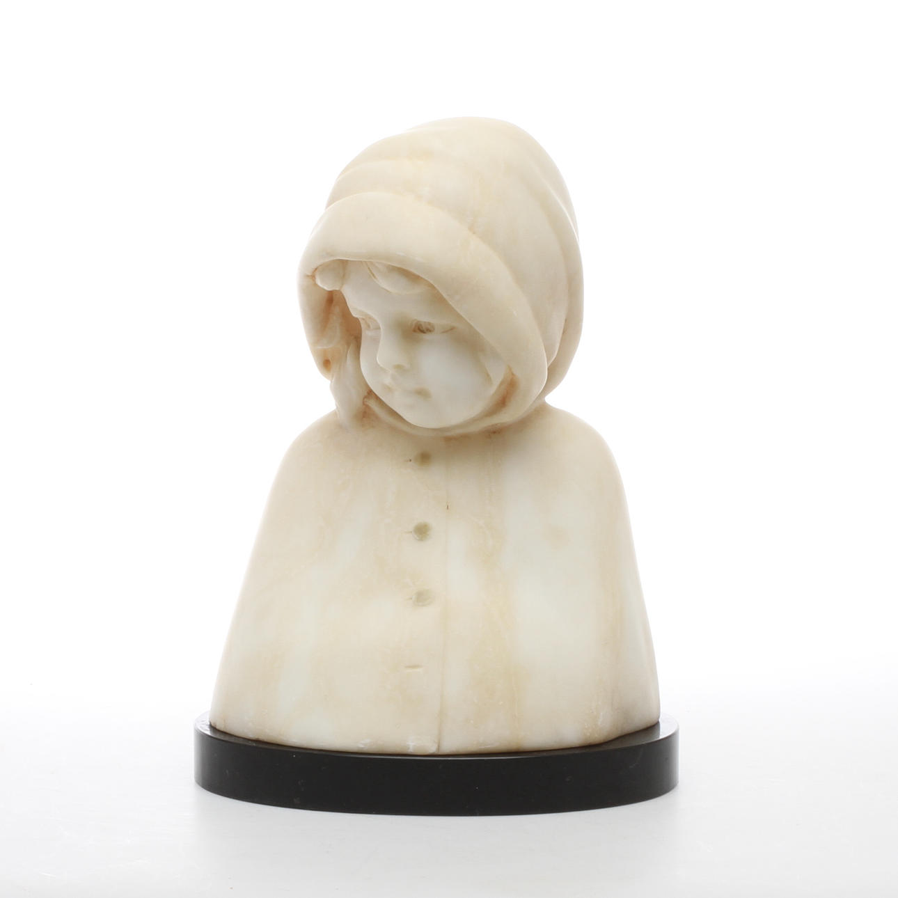 SKULPTUR, alabaster på stensockel, 18/1900-tal.