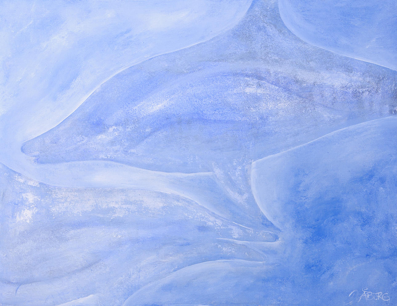 DAVID ÅBERG. Delfiner, olja på duk, signerad D. Åberg.