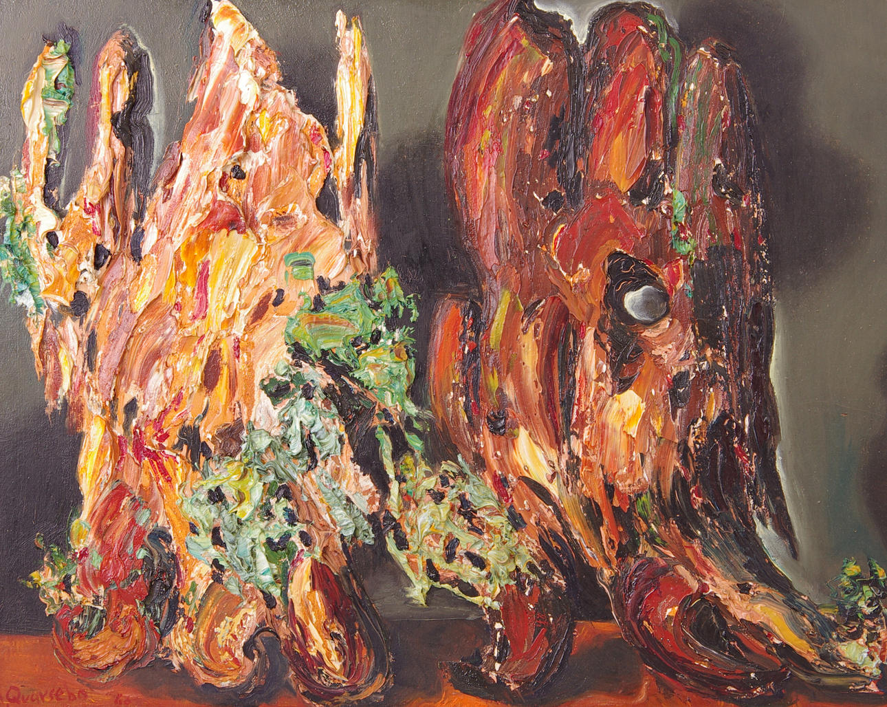 MIKAEL QVARSEBO. Stenformation, olja på pannå, signerad Qvarsebo.