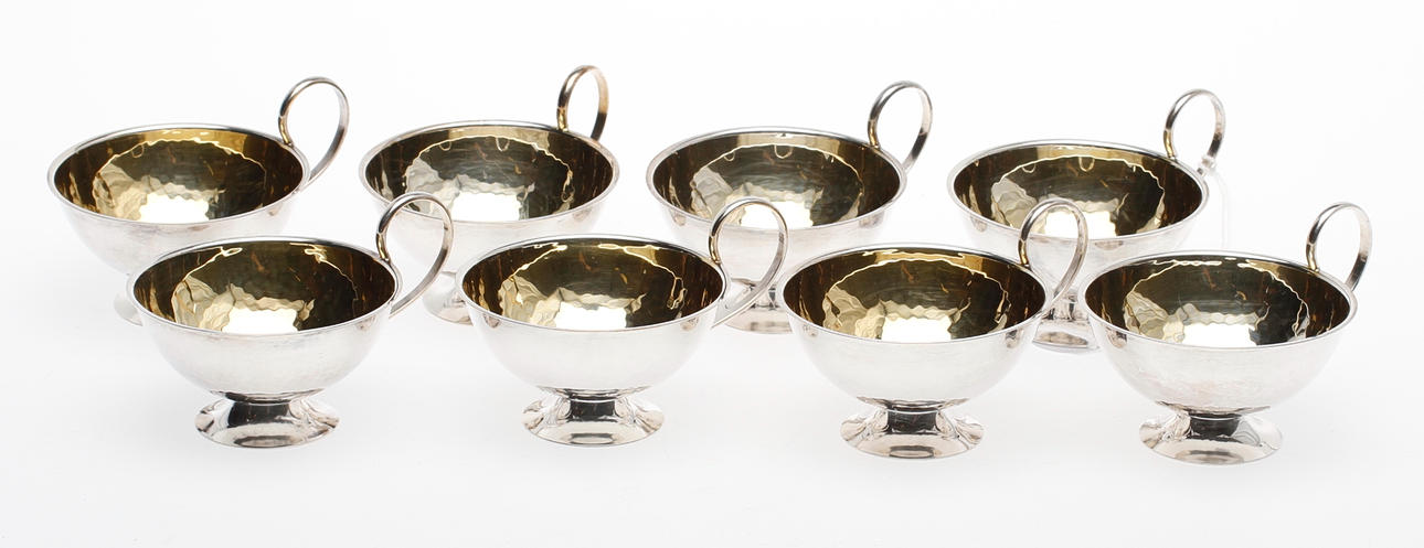 PUNSCHMUGGAR, 8 st, boliden silver, Fritz Olsson AB, Luleå, vikt ca 254,6 gram.